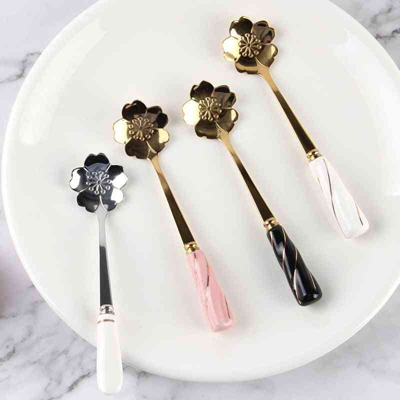 Stainless Steel Mini Sakura Rose Flower Spoons