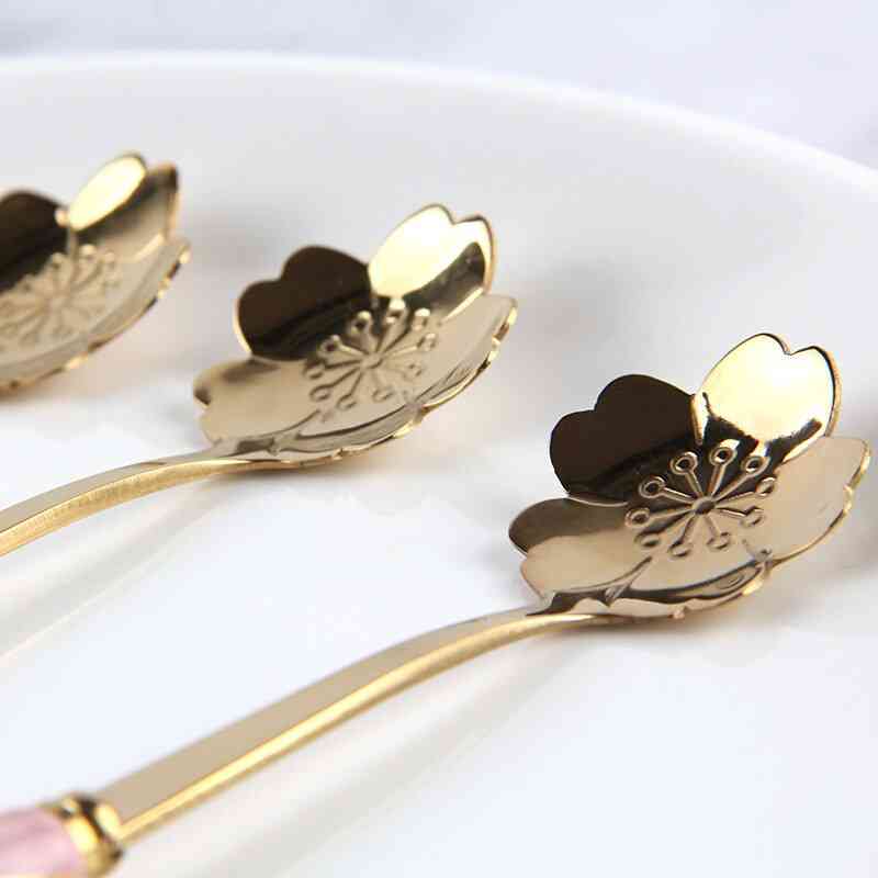 Stainless Steel Mini Sakura Rose Flower Spoons