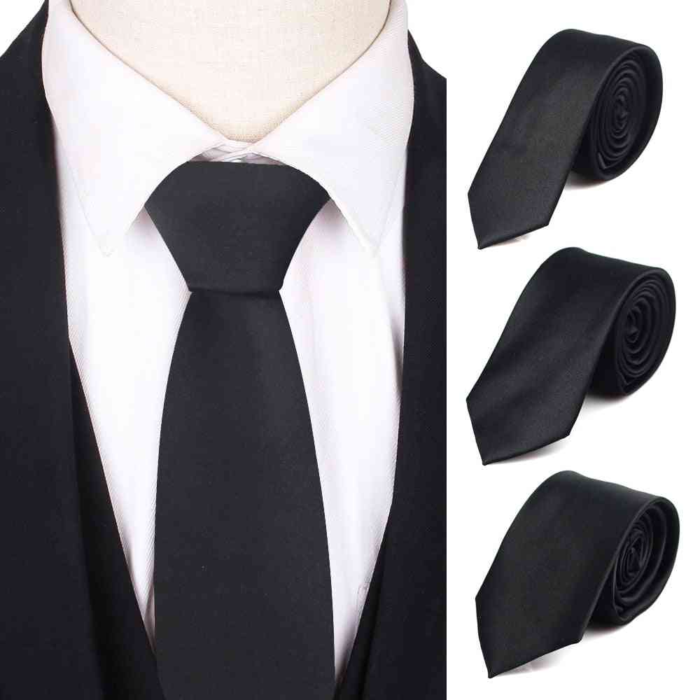 Black Neck Ties For Casual Suits Solid Tie Gravatas Skinny Neckties