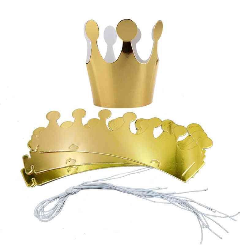 Silver Princess Crown Birthday Caps Party Decoration Paper Happy Birthday Paper Hats Festive Party Supplies