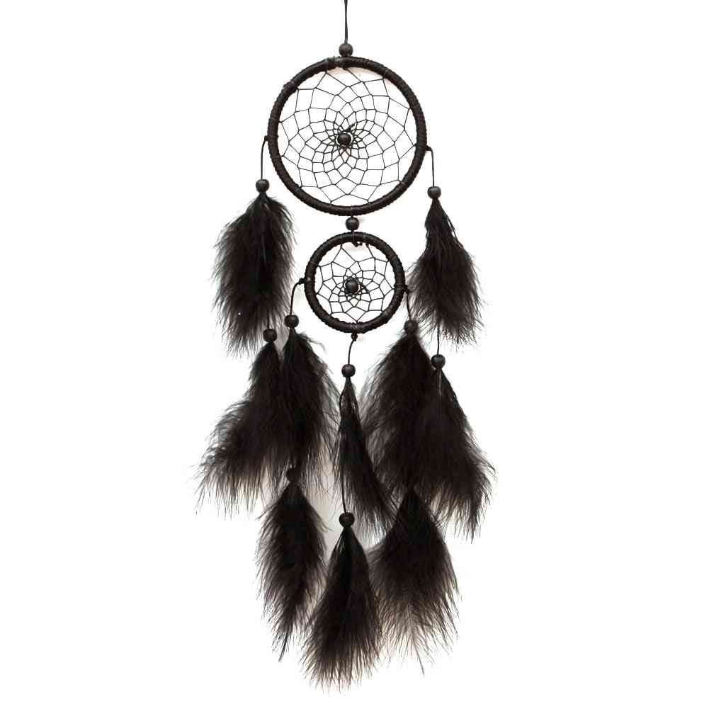 Handmade Black Dream Catcher With Feathers