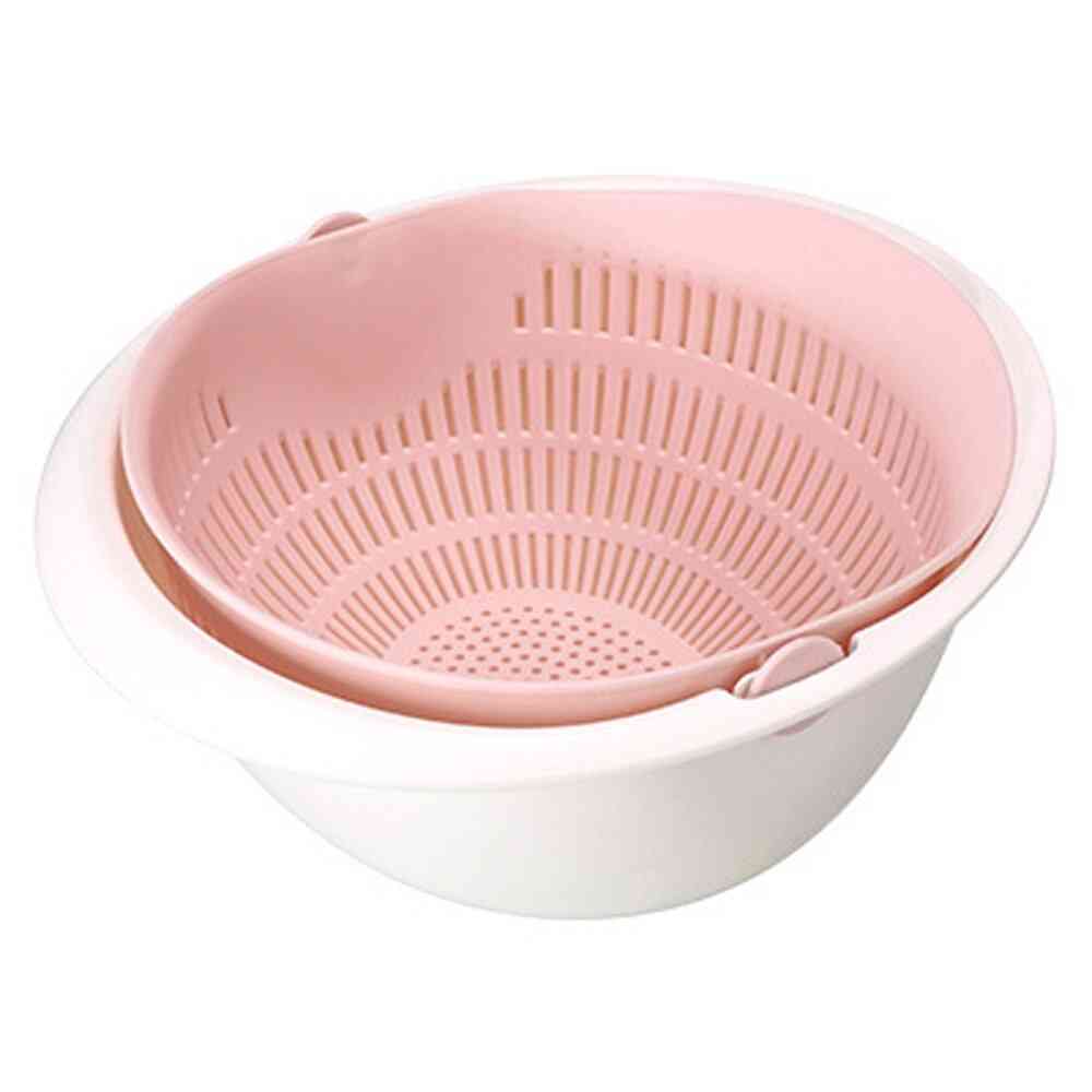 Kitchen Silicone Double Drain Basket Washing Bowls