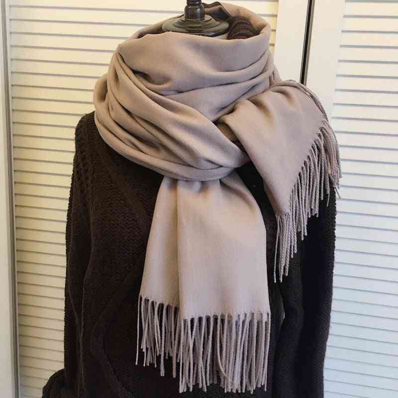 Solid Thicker Women Wool Cashmere Scarves