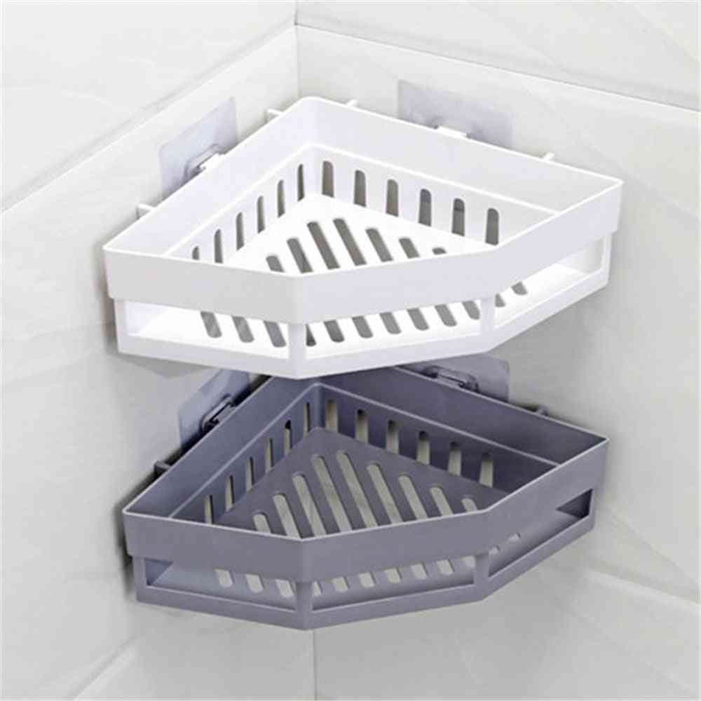 Bathroom Plastic Shelf Punch-free Storage Rack