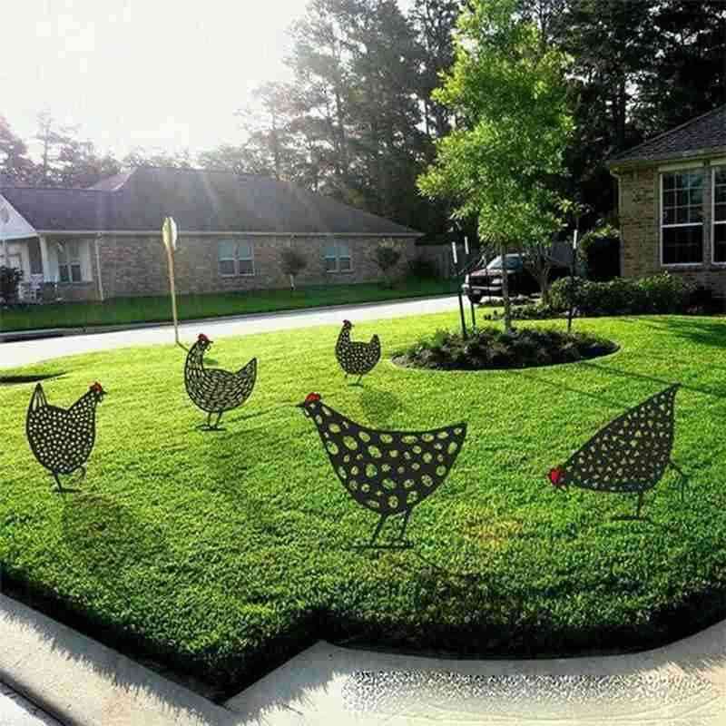Outdoor Metal Birds Plastic Hen For Easter Gardening Ornaments