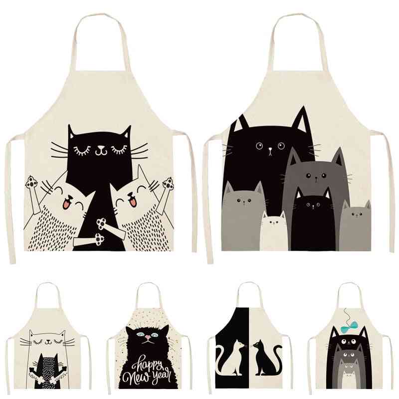 Black Cat Pattern Cleaning Colorful Aprons