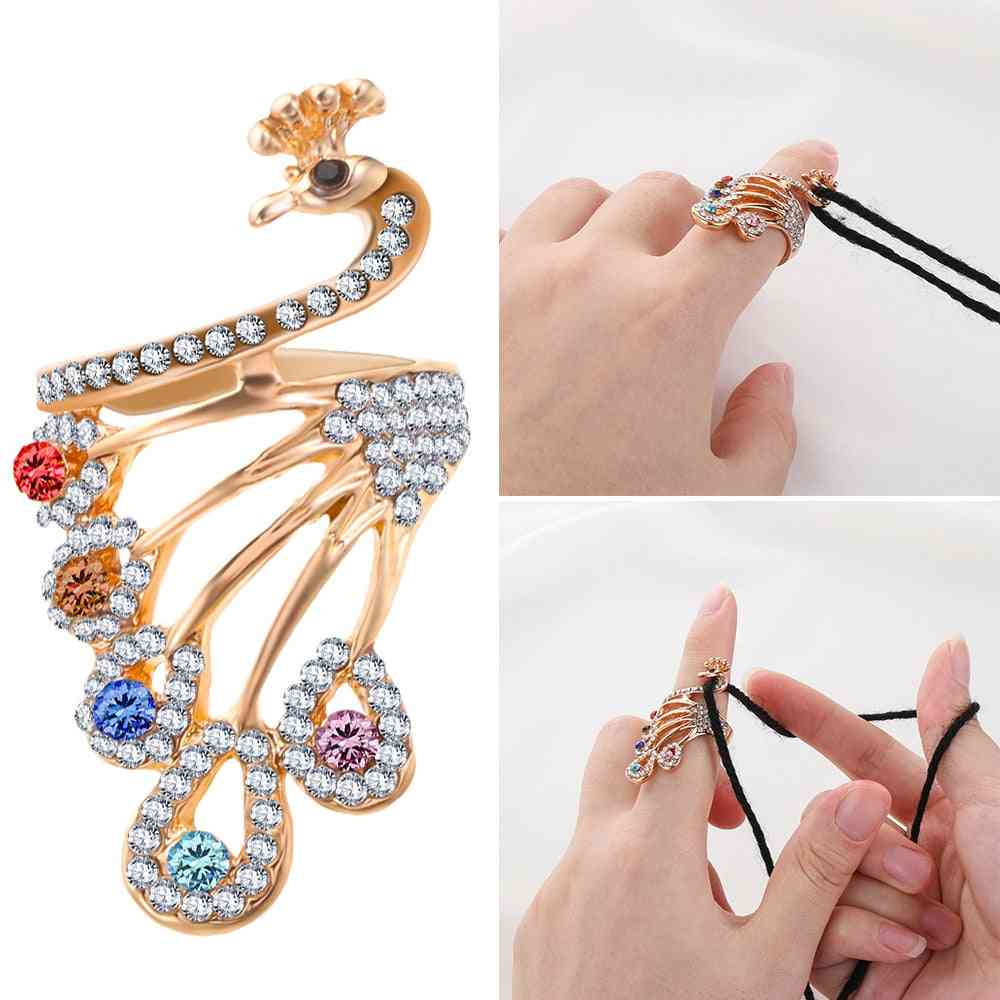 Peacock Type Knitting Ring Finger Wear Thimble