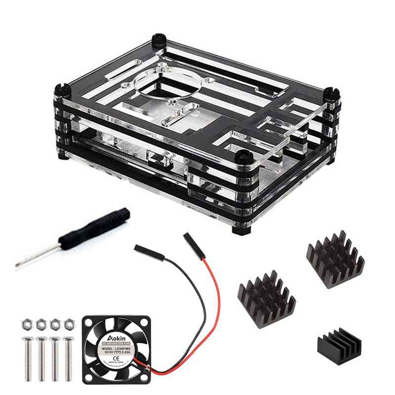 3 Case 9 Layer Acrylic Cover Shell Box With Cooling Fan And Heat Sink
