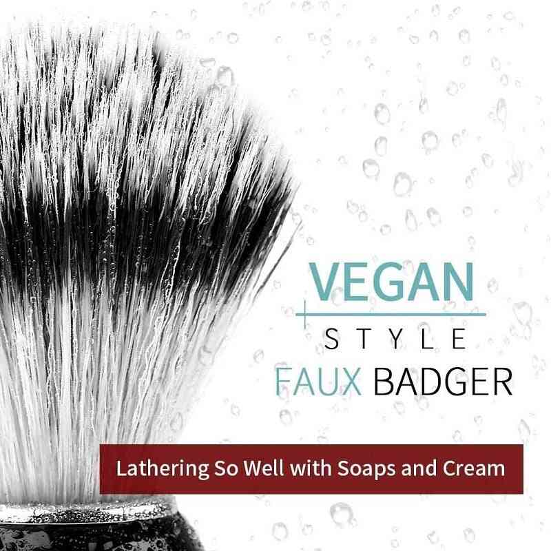 Synthetic Badger Shaving, Durable Resin Handle Travel Brush
