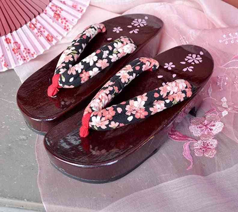 Women Sandals Cosplay Costumes Wood Slippers