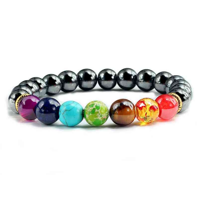 Pierre naturelle colorée oeil de tigre 7 chakras bracelets & joncs produits amincissants