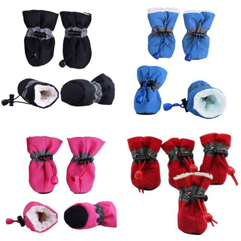 4pcs / set chaussures de chien d'hiver imperméables pour animaux de compagnie bottes de neige anti-dérapantes