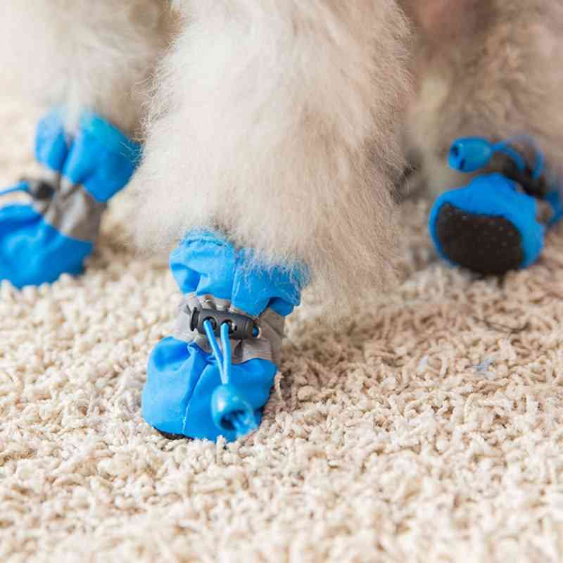 4pcs / set chaussures de chien d'hiver imperméables pour animaux de compagnie bottes de neige anti-dérapantes