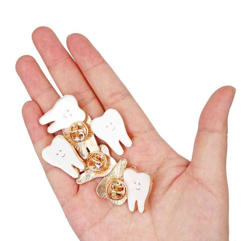 Alloy White Color Tooth Shape Brooches