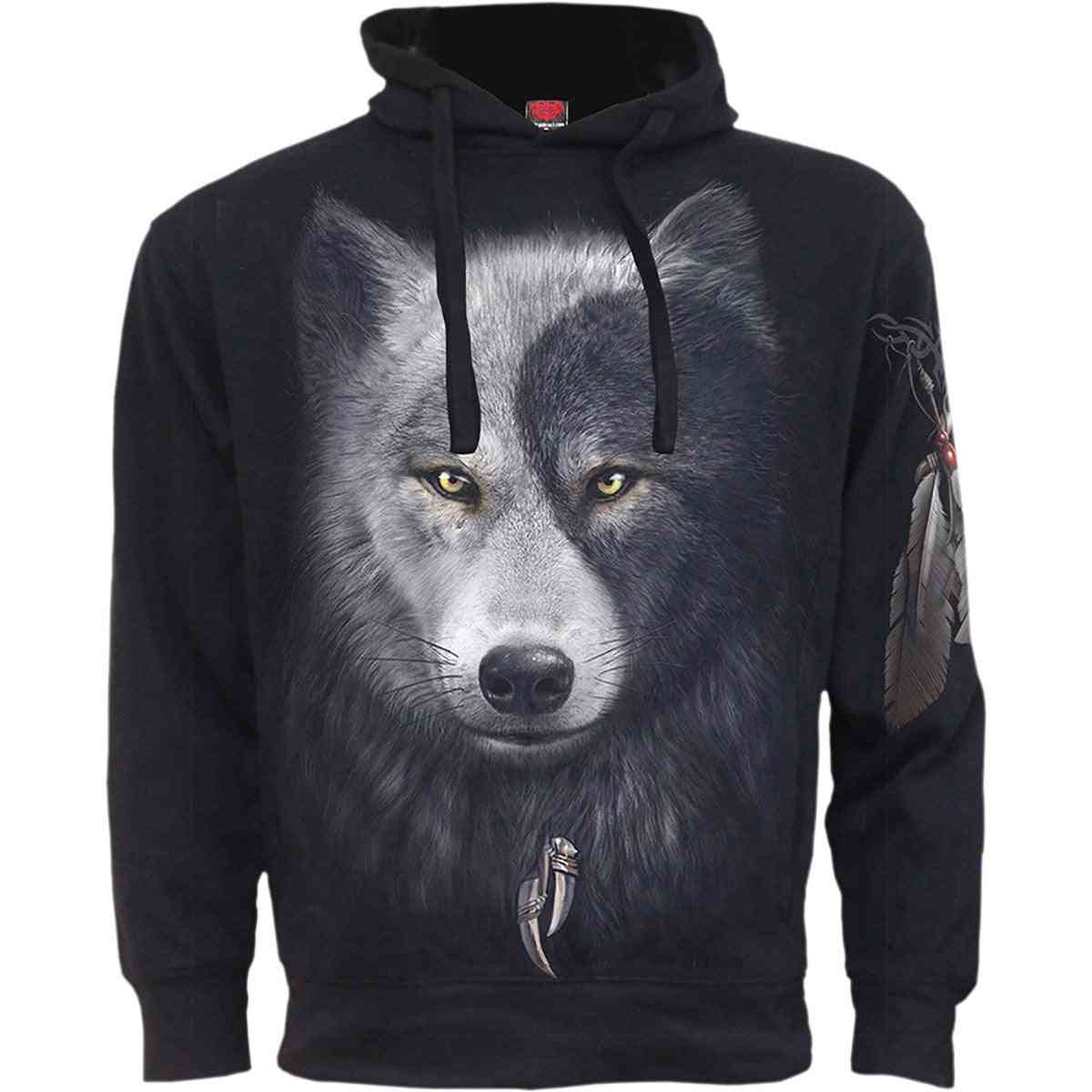 Wolf chi - sweat à capuche avec poche latérale noir