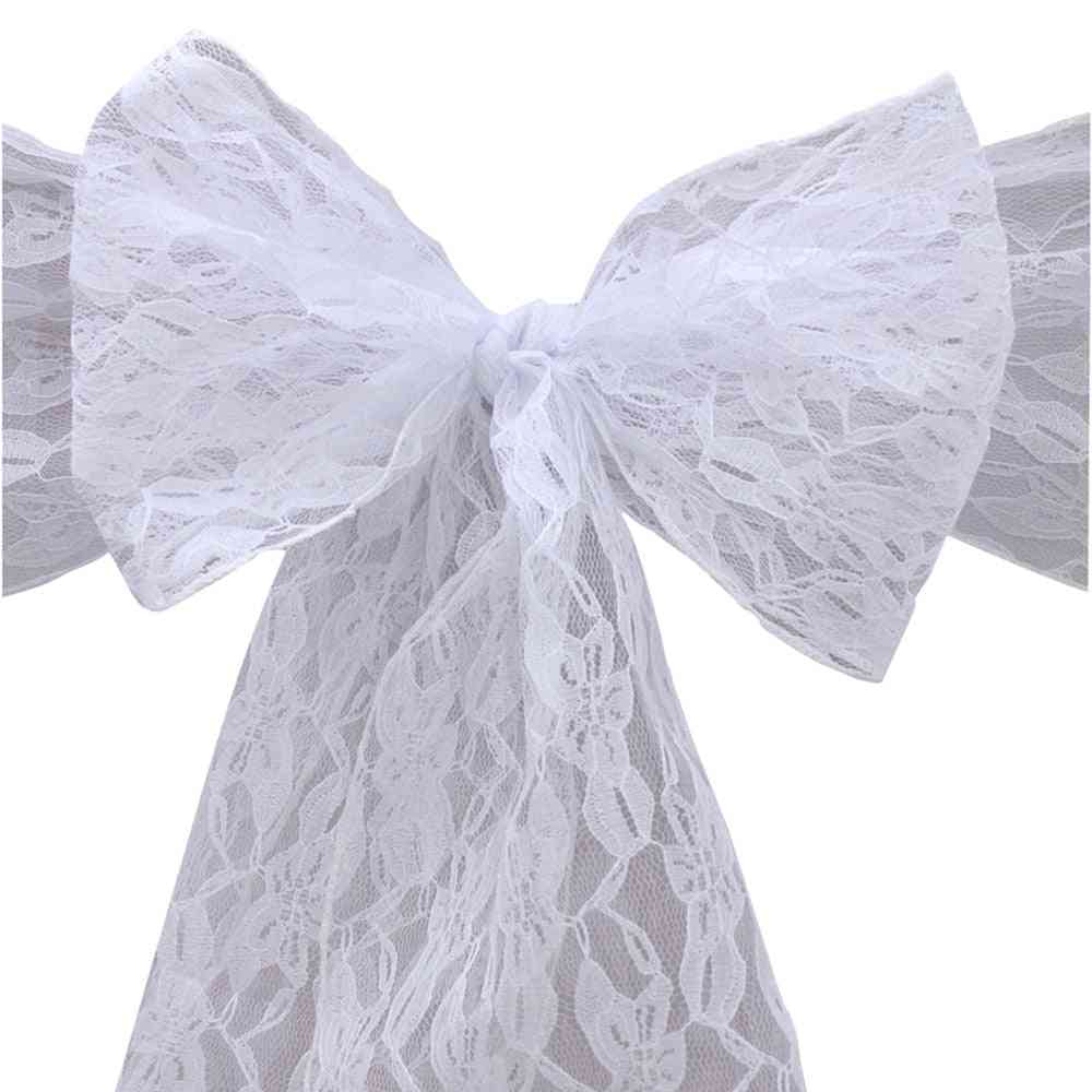 Lace Sash Bow Ties Butterfly Cover - Chair Decoration