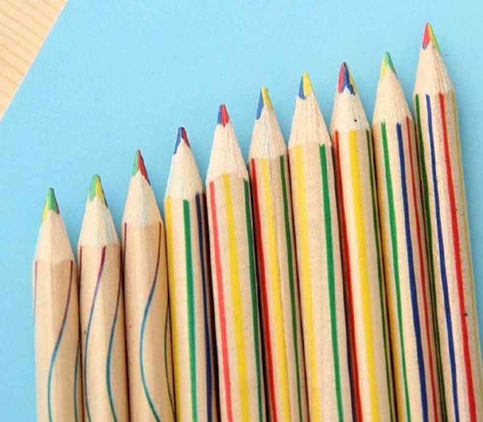 Crayon de couleur crayon de couleur en bois à mine de quatre couleurs, crayon multicolore