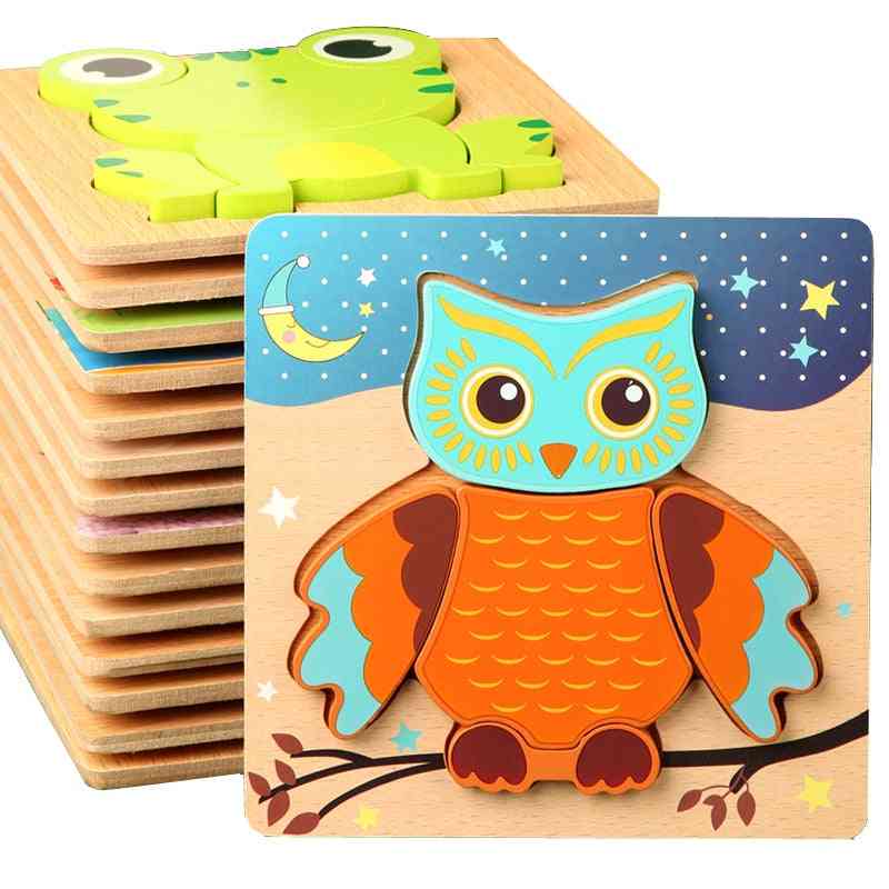 3d Wooden Puzzles Educational Cartoon Animals Puzzle Game