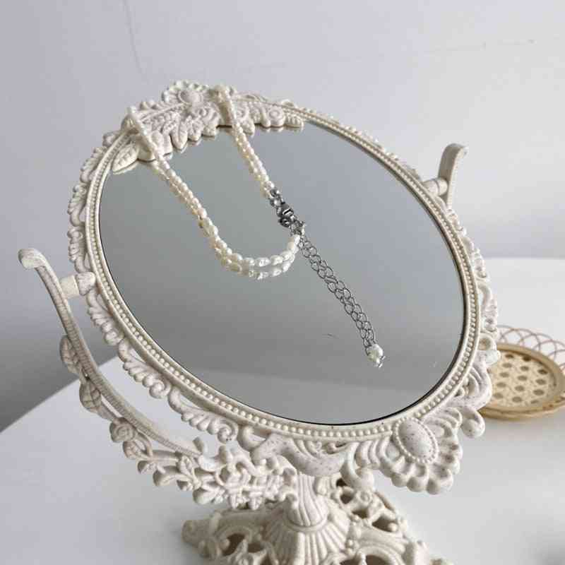 Vintage Decorative Small Round Mirror,  Standing Glass Mirror
