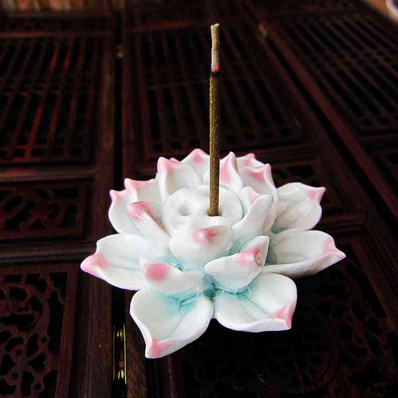 Ceramic Lotus Flower Shape Incense Burner Stick Cone Burner Holder