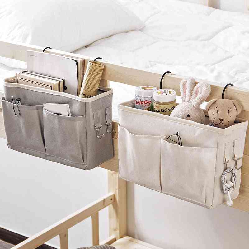 Canvas Bedside Hanging Pocket, Storage Bag, Bedroom Magazine Pouch