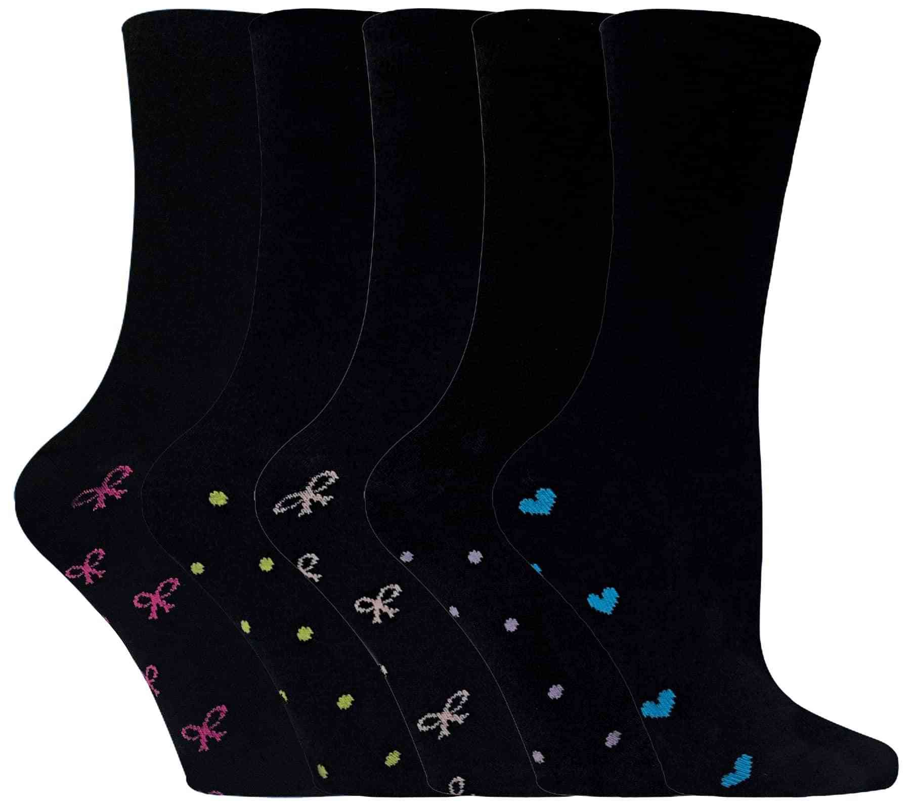 Ladies Cotton Dress Socks With Patterned Sole