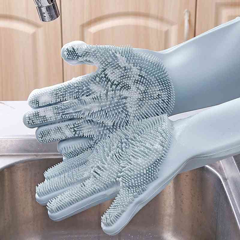Silicone- Magic Scrubber Rubber, Dish Washing Gloves
