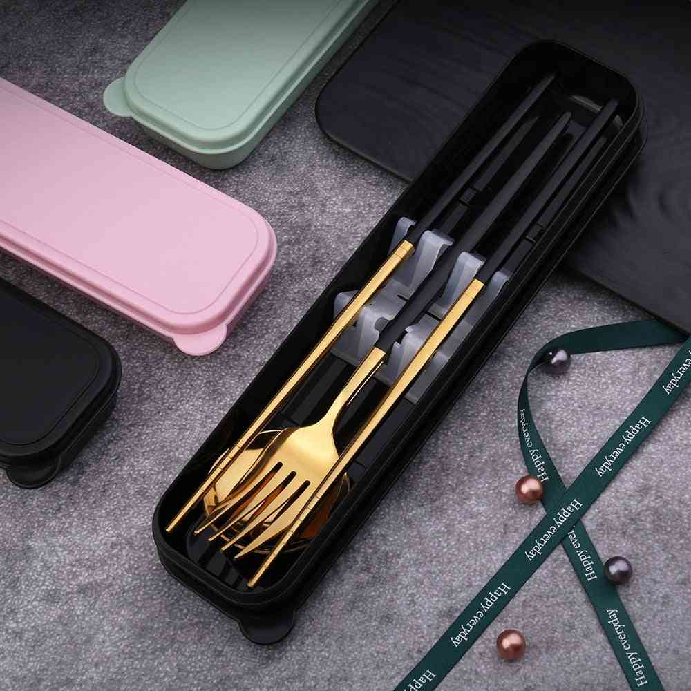 Stainless Steel Tableware Knife Fork Spoon Dinnerware Set With Box