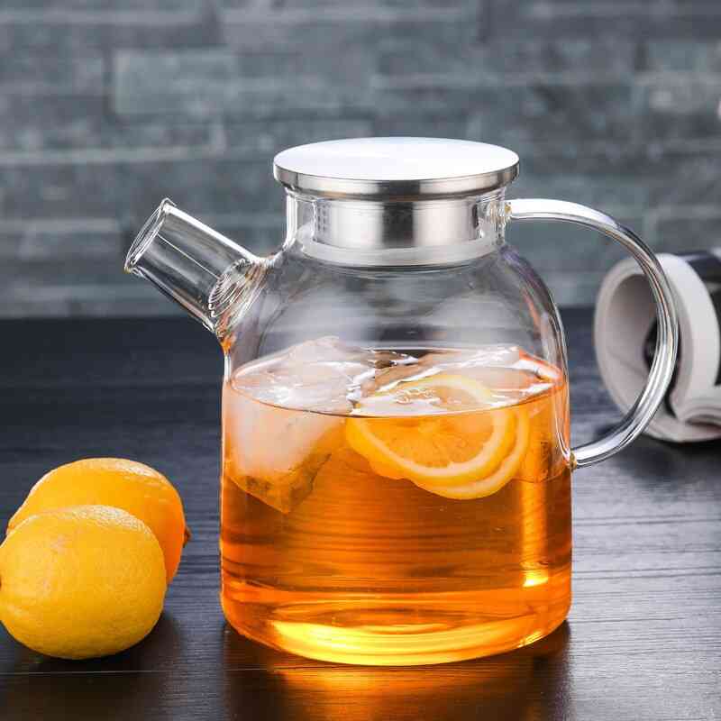 Transparent Glass Teapot, Heat Resistant Flower Kettle Water Jug
