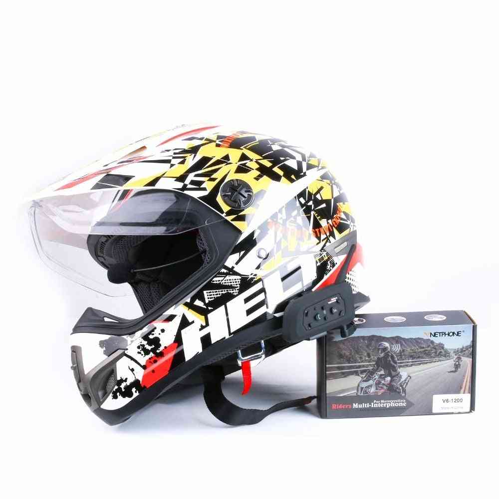 Vnetphone V6 1200m Motorcycle Bluetooth Helmet Intercom Full Duplex Motocicleta Headsets For 6 Riders