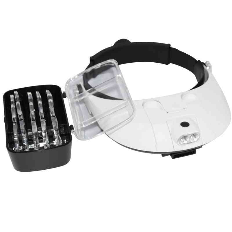 Pannband förstoringsglas med led lampa förstoringsglas för biodlingsutrustning 1,0-6,0x multipel förstoringsspegel med 5 linser