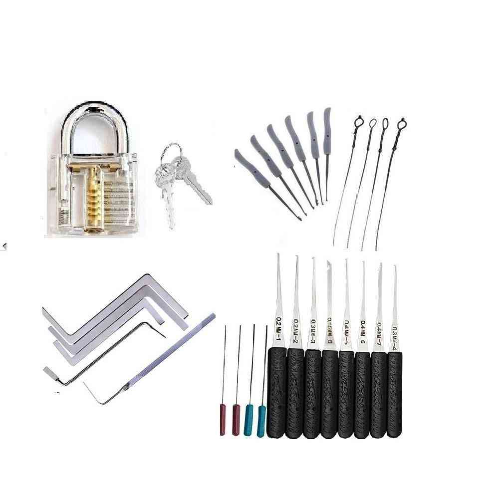 Transparent Lock Kit With Broken Key Extractor Wrench, Removing Hooks Tool