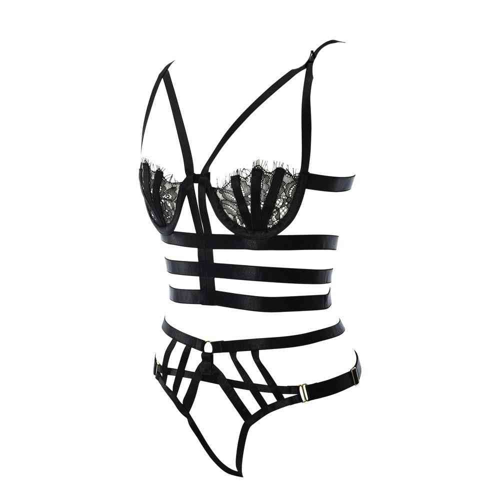 Top Open Chest Cage Harness Bra, Fetish Wear Bottom Panties