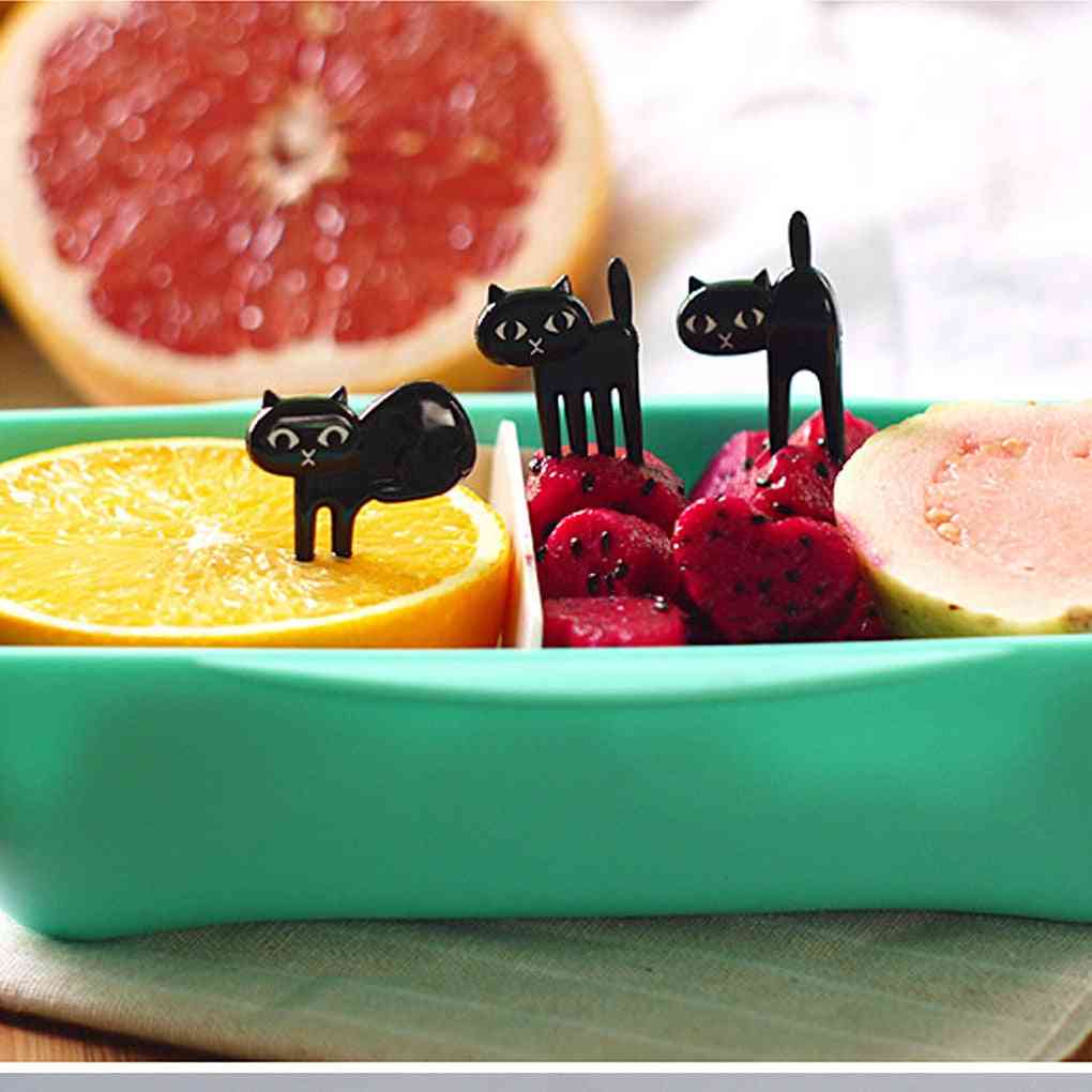 Black Cat Fruit Fork, Cartoon Food Mini Picks