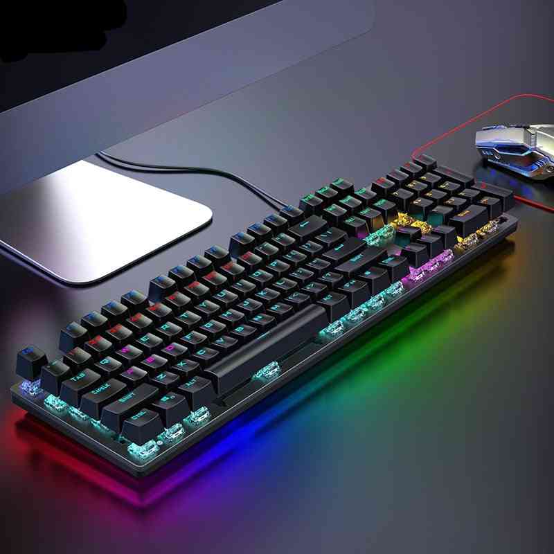 Rainbow- Rgb Backlight, Wired Mechanical Keyboard For Pc Gaming