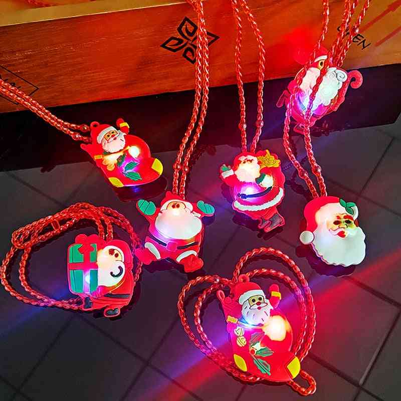 Led Luminous Necklace For, Kids, Cartoon Christmas Party Props, Pendant, Necklace, Lights Glowing Toy,