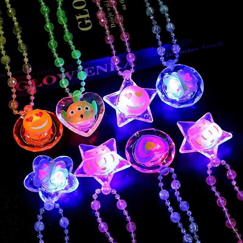 Led Luminous Necklace For, Kids, Cartoon Christmas Party Props, Pendant, Necklace, Lights Glowing Toy,