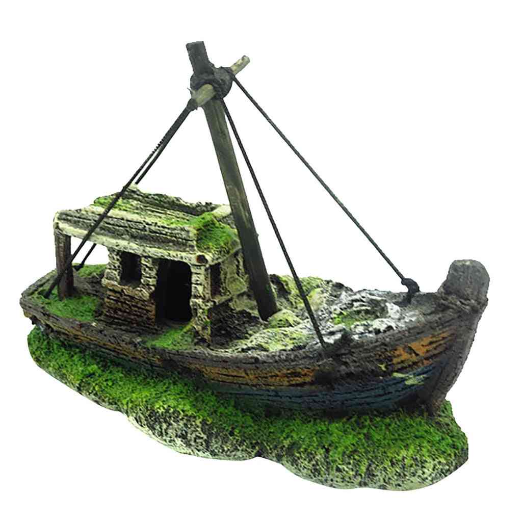 Landscape Pirate Wreck Ship Ornament - Aquarium Decoration Accessories