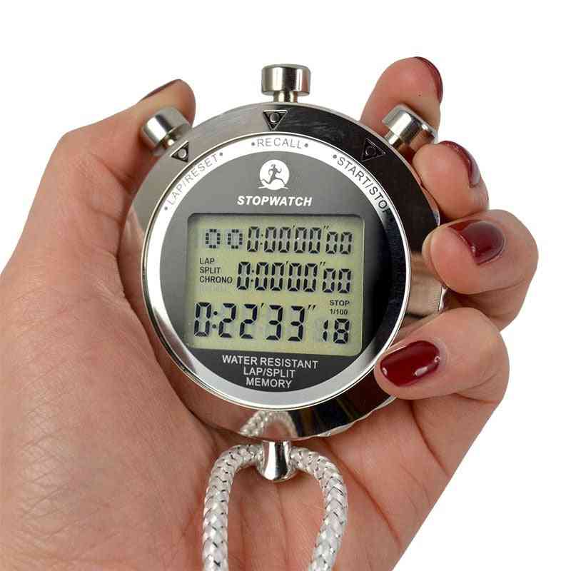 Chronomètre numérique étanche, affichage lcd portable en métal, compteur de minuterie extérieur chronographe