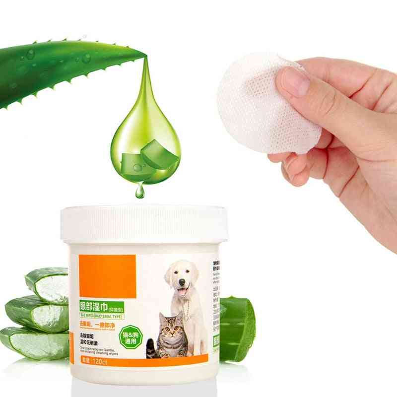Bottle Aloe Extract Pet Round White Wipes For Dogs Cats