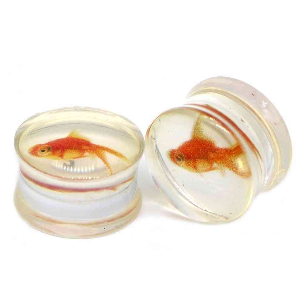 Star Cross Liquid Goldfish Ear Plugs, Body Jewelry