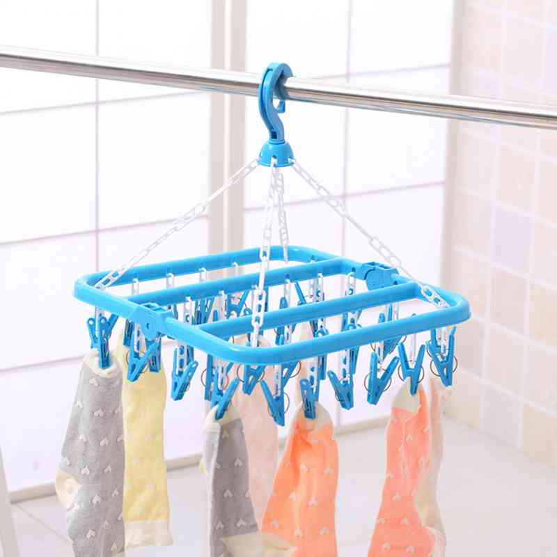 Fold Plastic Clothes Horse Dryer Hanger, Towels, Socks, Underwear Drying Rack