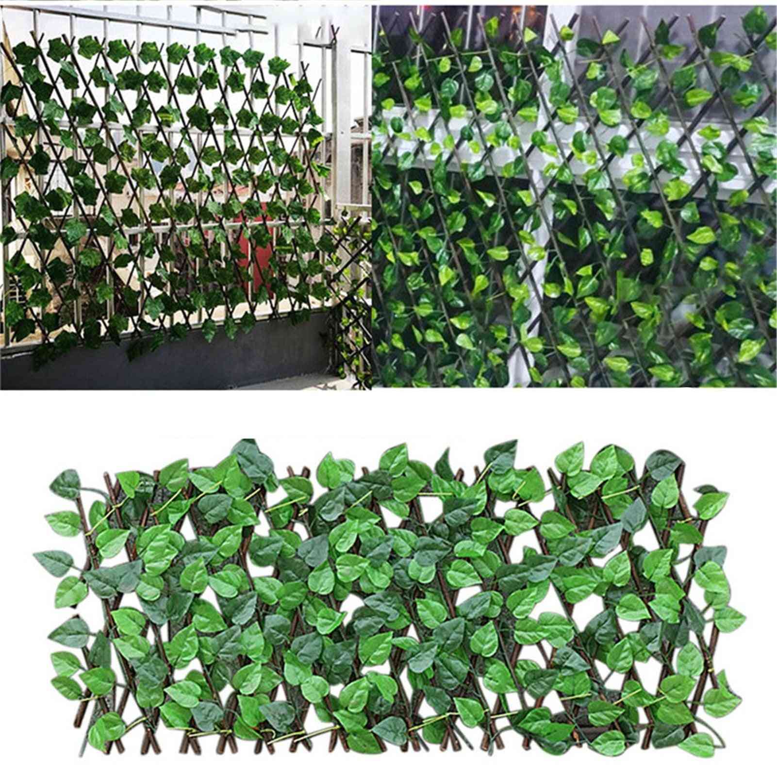 Green Vines Wooden Expandable Faux Privacy Fence