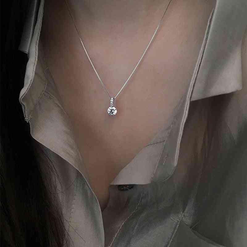 925 Sterling Zircon Necklaces, Shiny Diamond