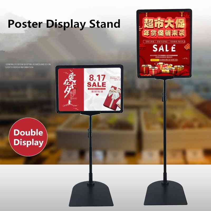 Height Adjustable Stainless Steel Poster Display Frame, Promotion Sign Holder, Sales Cardboard Racks Stand