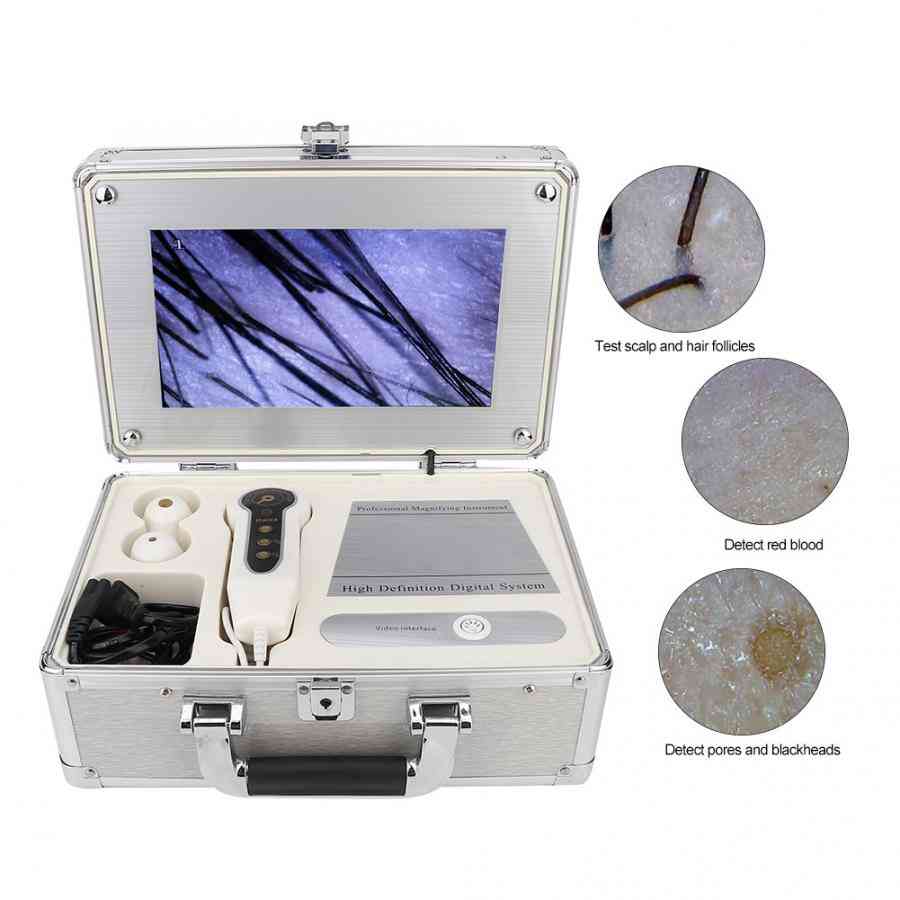 Digital dermoskopi detektor- lcd ansiktshud, analysator hår maskin