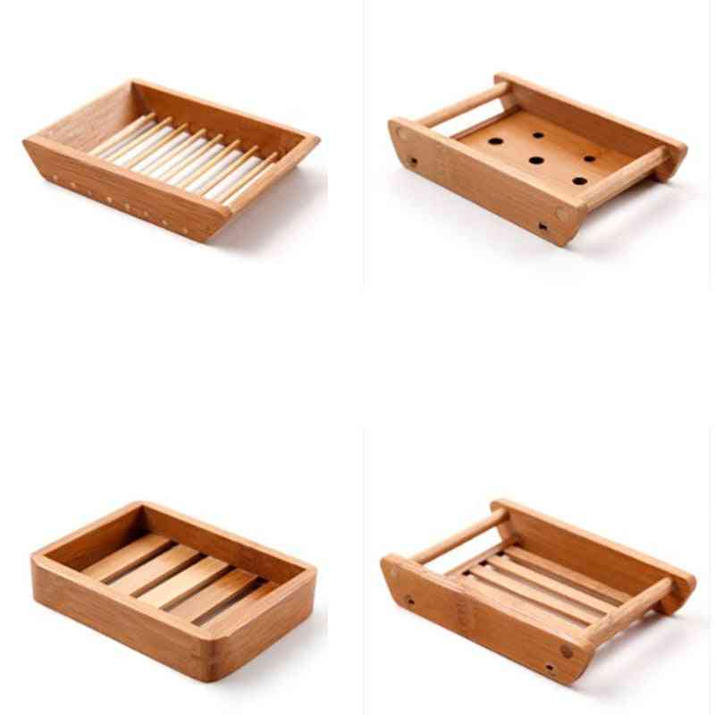 Wooden Natural Bamboo Soap Dishes Tray / Soap Holder Plate