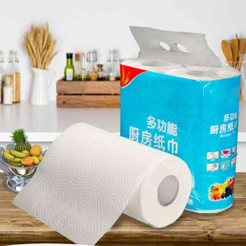 2 Rolls Cleaningkitchen Wipes Paper Tissues Embossed Thickened Large Hand Towel