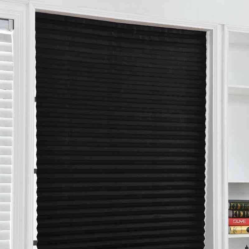 Self-adhesive Pleated Blinds & Half Blackout Windows Curtains
