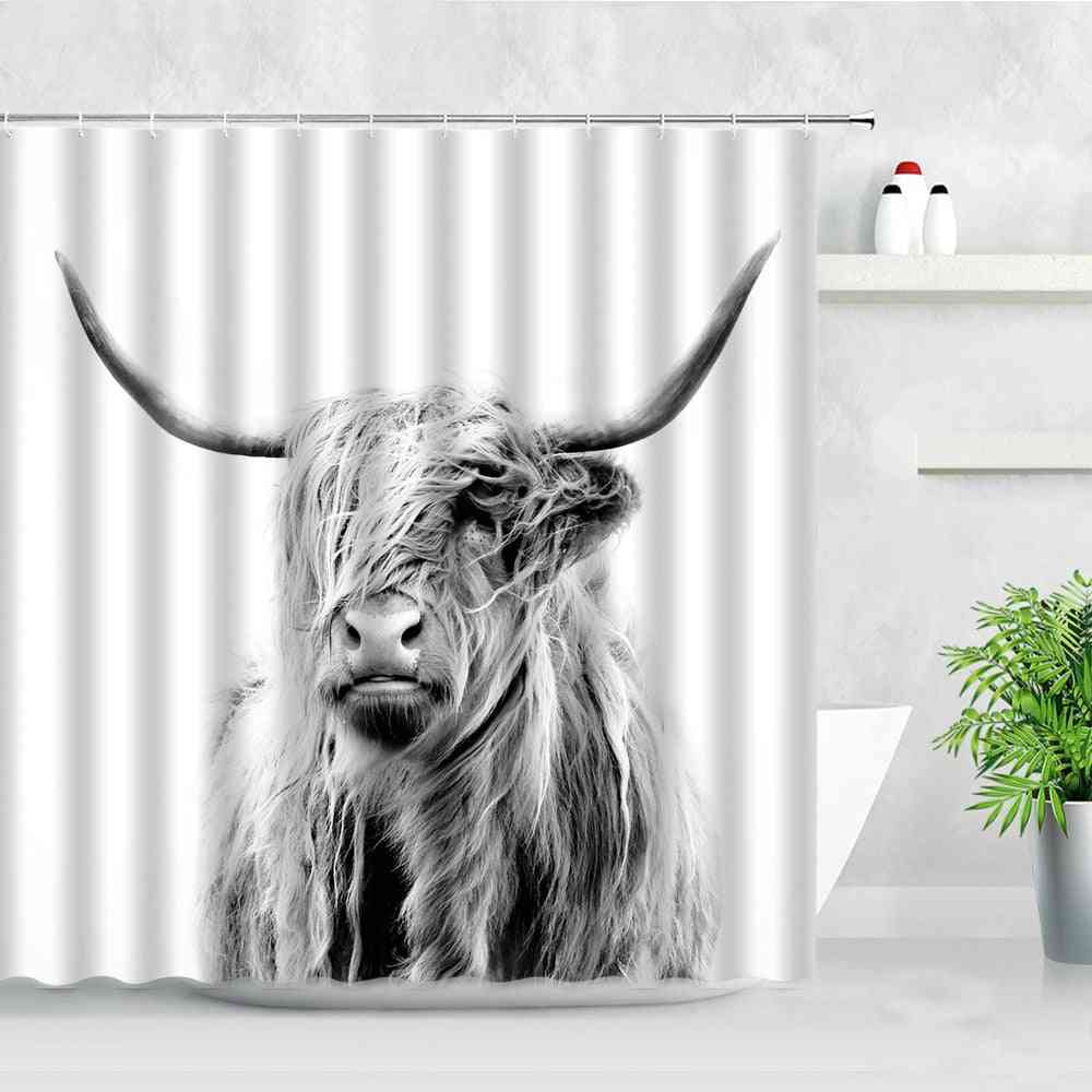 3d Print Nordic Animal Waterproof Fabric Shower Curtains - 1